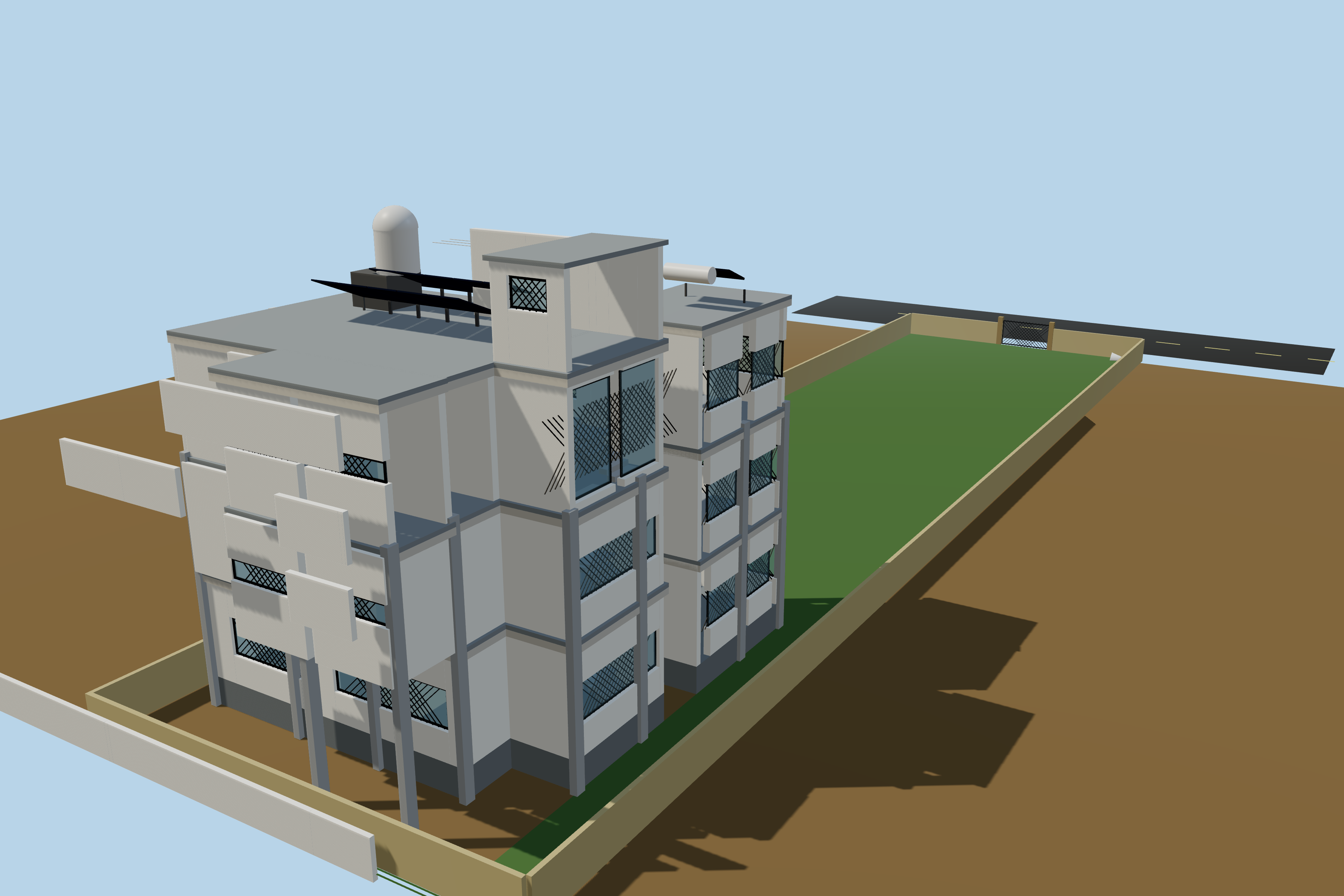 Chhatauni Village House Established 3D Isometric Render